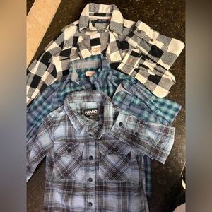 Tony Hawk Boys' Blue Plaid Button-Up Shirt - Casual Long Sleeve SET OF 4